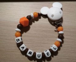 Réservé - Attache tétine personnalisée - Hexagone - Samuel