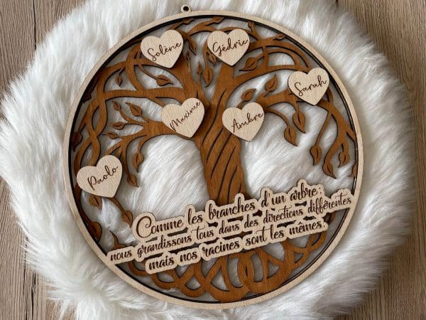 Joli arbre de vie en bois personnalisé pour la fête des mères
